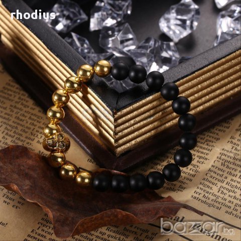 Мъжка гривна от вулканичен камък лава и медицинска стомана, снимка 4 - Гривни - 15001103