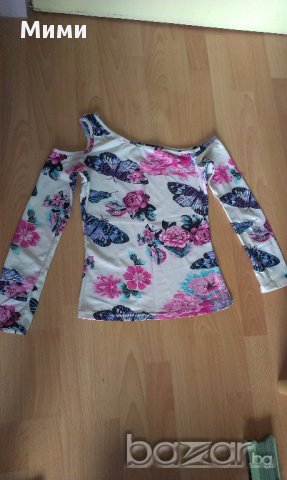 Розова или бяла блуза без рамо, снимка 2 - Тениски - 14203673