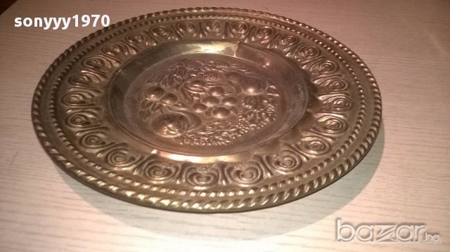 Голяма релефна чиния за стена-мед/месинг 32см-внос швеицария, снимка 10 - Антикварни и старинни предмети - 13397132