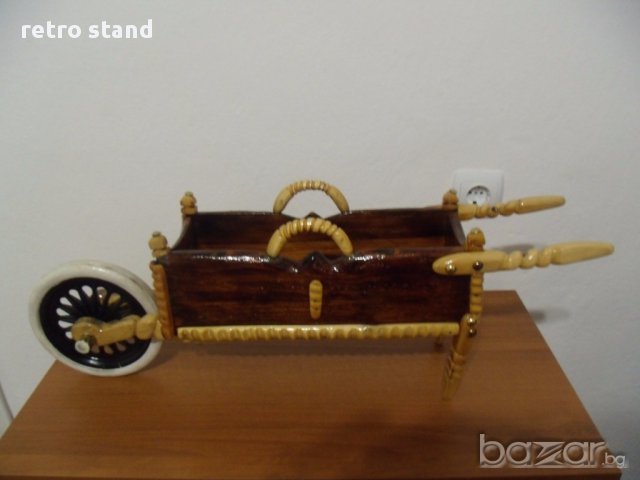 № 169 стара интериорна количка  - материал - дърво  - ръчна изработка  - размери 71 / 17 / 25 см  - , снимка 3 - Декорация за дома - 16640997