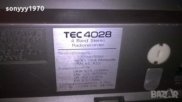 tec 4028 cassete radio recorder-внос швеицария, снимка 13 - Ресийвъри, усилватели, смесителни пултове - 22888622