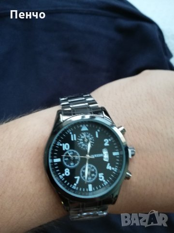 Мъжки нов луксозен моден ръчен часовник с календар от неръждаема стомана кварцов, масивен бизнес, снимка 11 - Мъжки - 20595058