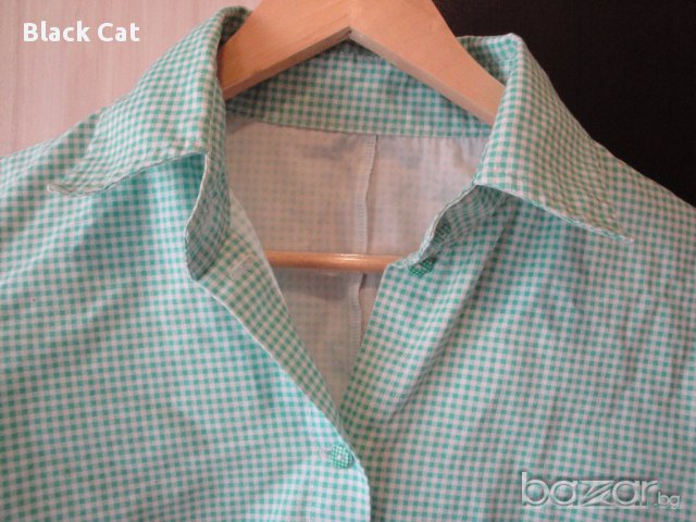 Светлозелена карирана дамска риза, блуза с дълъг ръкав, ръкави, дамски топ, жилетка, снимка 14 - Ризи - 13869321