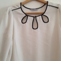 Блуза \ риза в бяло и черно, снимка 3 - Блузи с дълъг ръкав и пуловери - 23684910