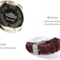 Нов ръчен унисекс часовник кожена кафява каишка модерен, снимка 2 - Други - 20223916
