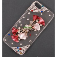 Калъф за телефон I5, декориран с цвете - панделка - цвете, бели и цветни камъни, снимка 2 - Калъфи, кейсове - 15960251