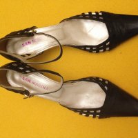 41 San Marina черни луксозни италиански обувки естествена кожа с ток, снимка 13 - Дамски обувки на ток - 20867001
