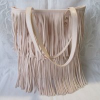 N&M дамска чанта, розова, с ресни, снимка 3 - Чанти - 24365558