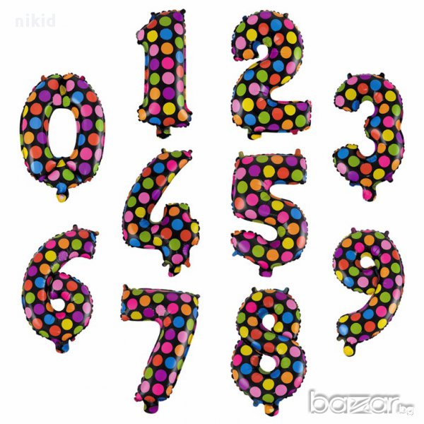 0 - 9 БАЛОН на точки цифра число фолио фолиев Балони  рожден ден, снимка 1