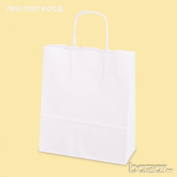 Хартиена чанта бяла 410 подходяща за брандиране, снимка 1