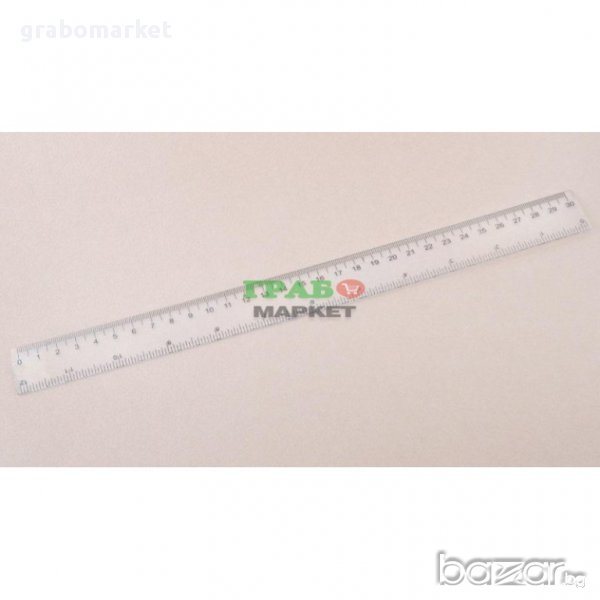Прозрачна линия, оразмерена в инчове и сантиметри. Изработена от PVC материал. Дължина - 30 см., снимка 1