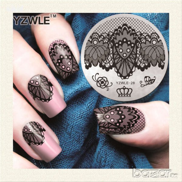 кръгла плочка дантеллена мрежа / щампа шаблон за печат на нокти yzwle - 28, снимка 1