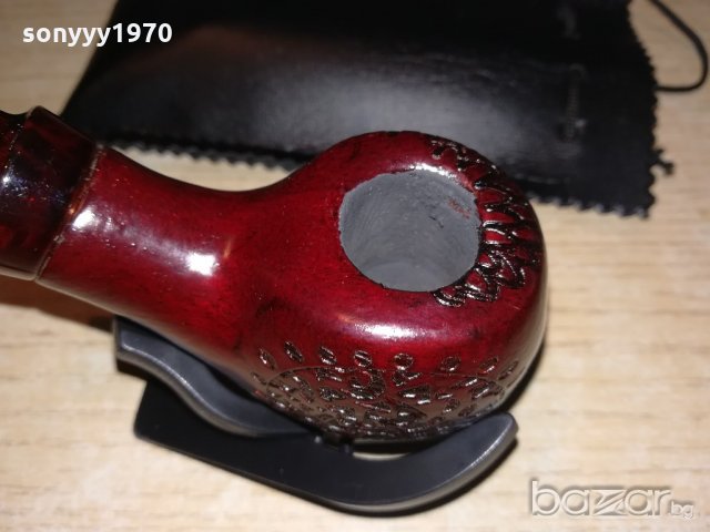 лула с поставка/стоика и кожен калъф-13х5х4см-внос швеицария, снимка 8 - Лули - 20798539