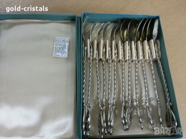 Ювелирни лъжички и вилички филигран в кутия, снимка 7 - Антикварни и старинни предмети - 22151540