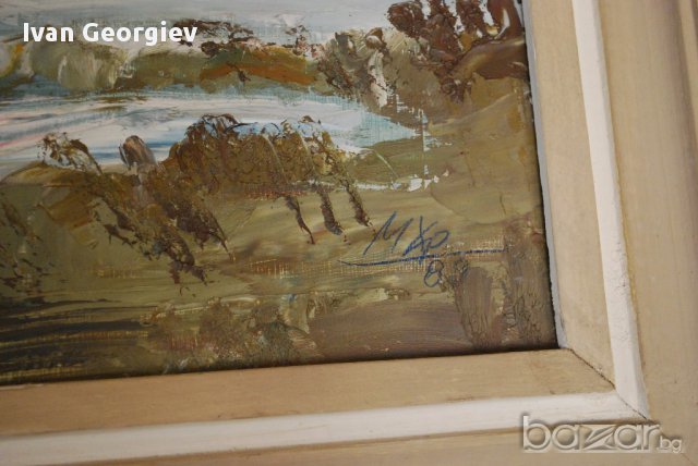 Стара картина, рисунка, Милчо Христов, 1989 г., 60х50 см, снимка 5 - Антикварни и старинни предмети - 13648716