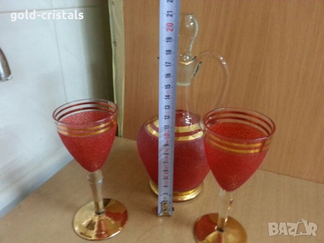 Стъклена гарафа и чаши, снимка 5 - Антикварни и старинни предмети - 25188647