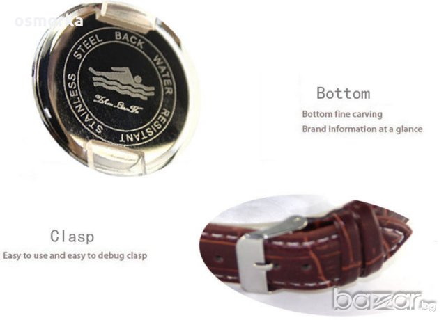 Нов ръчен унисекс часовник кожена кафява каишка модерен, снимка 2 - Други - 20223916