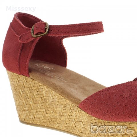 ПРОМО 🍊 TOMS 🍊 Дамски велурени сандали с платформа RED SUEDE PLATFORM 36 и 37 нови с кутия, снимка 6 - Сандали - 17478595