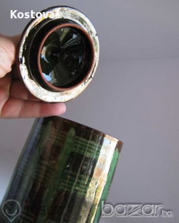 керамика керамична ваза / стомна и Глазиран Битов зелен Керамичен Съд с Капак, кутия, керамика ваза, снимка 4 - Кутии за храна - 10689741