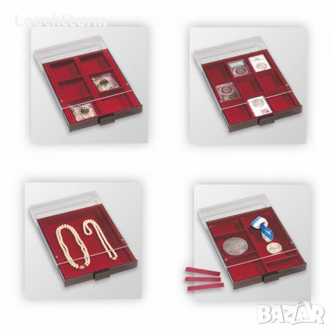  луксозна дървена кутия за 10 табли с монети - Leuchtturm, снимка 3 - Нумизматика и бонистика - 25135589