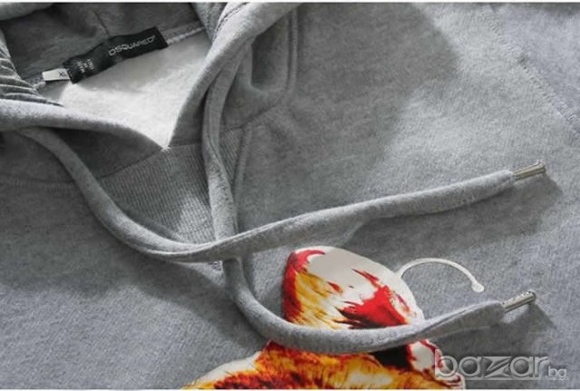 DSQUARED D2 GREY BAD KITTY PRINT Ватирано Мъжко Горнище тип Суичър size M, снимка 4 - Суичъри - 6440180