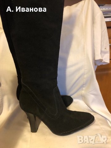 Дамски ботуши естествен велур Steven, снимка 4 - Дамски ботуши - 24237638