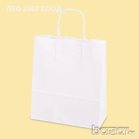 Хартиена чанта бяла 410 подходяща за брандиране, снимка 1 - Друго търговско оборудване - 20021470