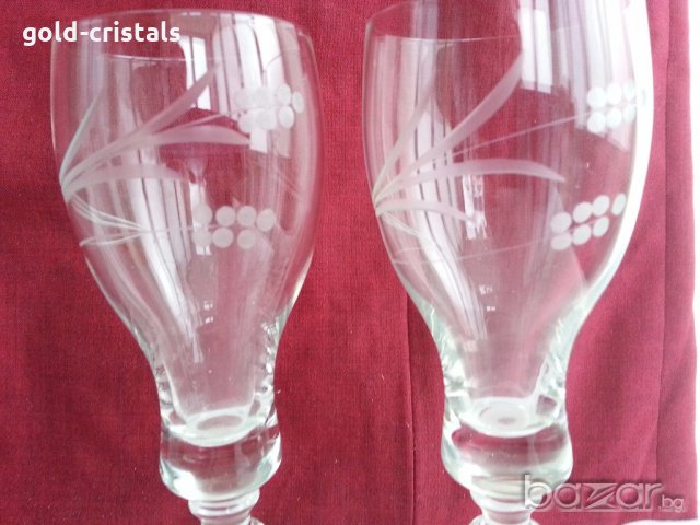 Ретро стъклени ритуални сватбени чаши, снимка 5 - Антикварни и старинни предмети - 19985601