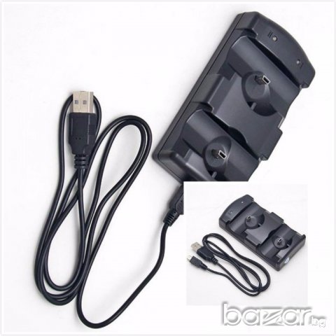 Ps3 Зарядно за контролери и мове контролери 2 в 1 +  USB кабел, снимка 2 - Аксесоари - 15649758