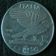 50 центесими 1941(XIX), Италия, снимка 1 - Нумизматика и бонистика - 12045318