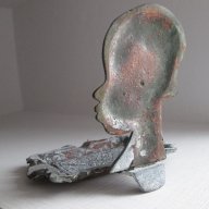 стар Пепелник статуетка бюст негър метал с пирамиди, Африка, снимка 8 - Антикварни и старинни предмети - 16515252