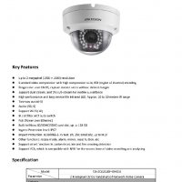 HIKVISION DS-2CD2120F-I - 2 мегапиксела с инфрачервено осветление, 2.8 mm обектив IP куполна камера, снимка 2 - IP камери - 19798939