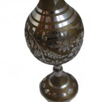 Индийска ваза месинг ръчна изработка, снимка 3 - Антикварни и старинни предмети - 19200670