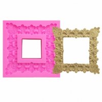 Квадратна широка красива рамка квадрат силиконов молд форма декорация фондан гипс, снимка 1 - Форми - 25617849