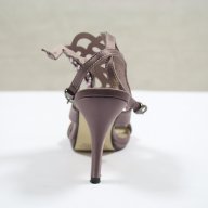 Сатенени сандали с камъни в цвят пепел от рози марка Furiezza	, снимка 3 - Сандали - 18435870