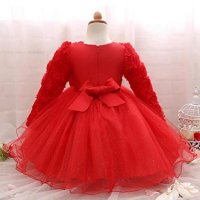 Детска рокля цветя Розова с ръкав - 2  год . Ново, снимка 4 - Бебешки рокли - 23985175