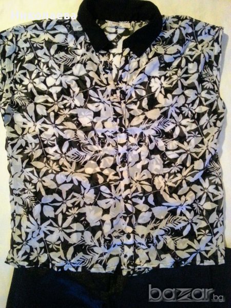 Черно-бяла ефирна блуза на Bershka,S., снимка 1