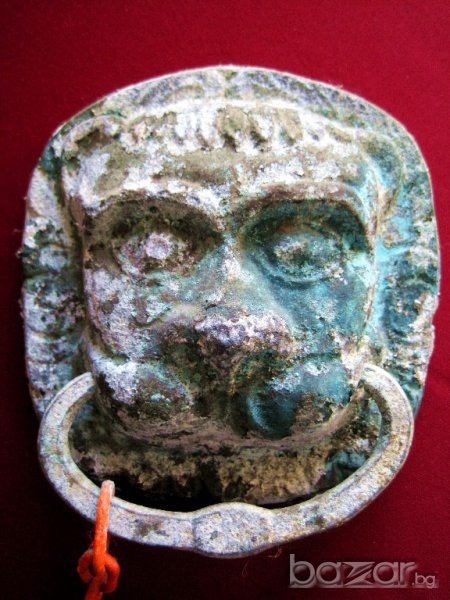 Старинно чукало за врата, глава на лъв, хлопка за порта, снимка 1