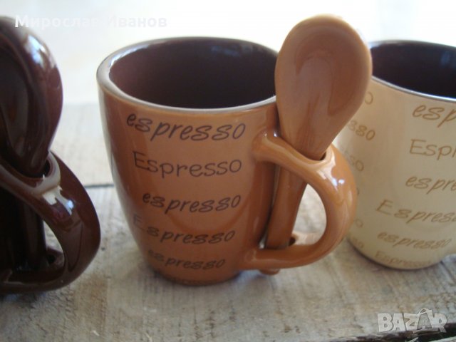 комплект 3 чашки с лъжички от Испания, снимка 5 - Чаши - 22462301