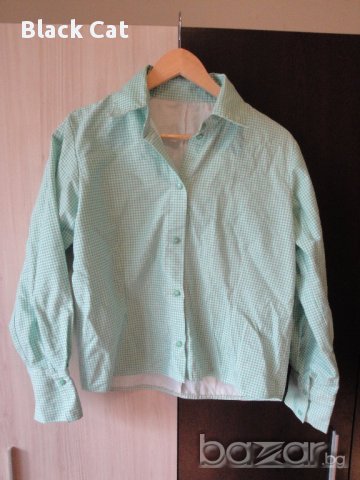 Светлозелена карирана дамска риза, блуза с дълъг ръкав, ръкави, дамски топ, жилетка, снимка 11 - Ризи - 13869321