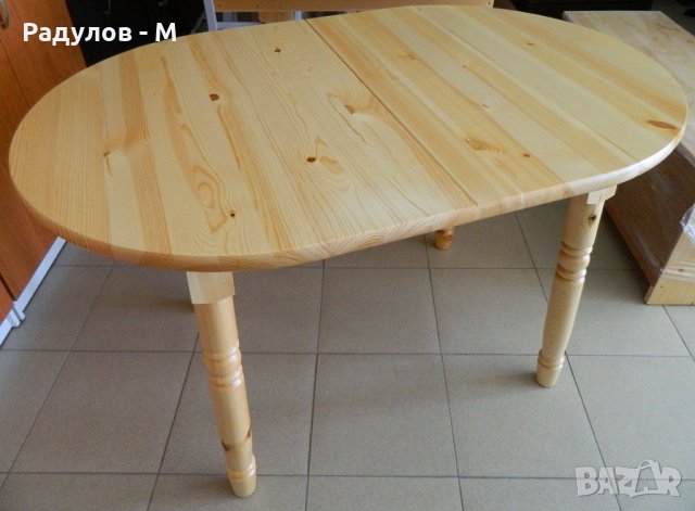 Трапезна Кухненска разтегателна маса елипса чам 80/120 см, снимка 4 - Маси - 22344398