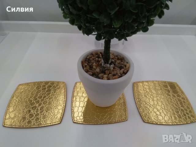 3бр. Подложки от златиста еко кожа, снимка 2 - Други - 23657569