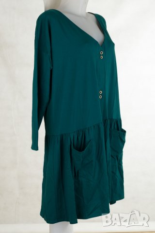 Зелена рокля с памук марка Last-past now 2XL, снимка 3 - Рокли - 25699760