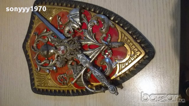 Герб с сабя за стена-30/22см-внос швеицария, снимка 9 - Антикварни и старинни предмети - 13901788