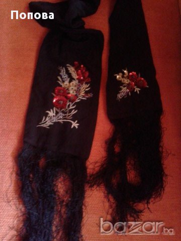  Копринен  марков шал с пайети, снимка 2 - Шалове - 15962089