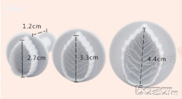 листа листо роза 3 бр резец резци с бутало форми за украса декорация тесто фондан торта шоколад , снимка 2 - Форми - 14785636