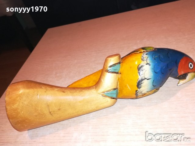 ретро колекция-папагал-дърво/лак-33х10см-внос франция, снимка 3 - Антикварни и старинни предмети - 20245035