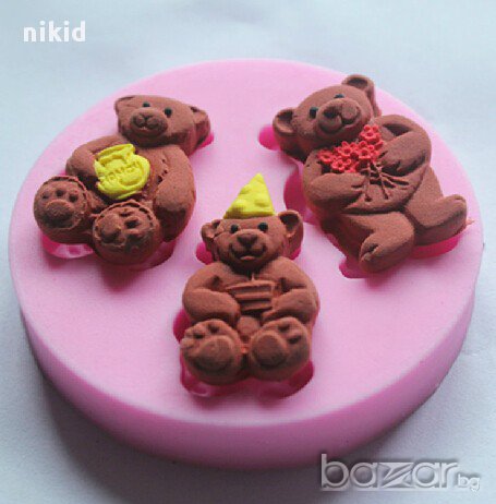 3 мечета мече кръгла силиконов молд форма за украса декор торта фондан мъфини и др.