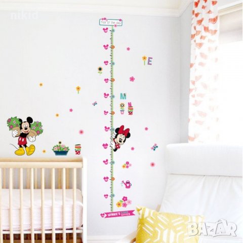 Mickey Minnie Mouse Мики и Мини маус метър за стена и мебел детска стая лепенка стикер самозалепващ, снимка 2 - Други - 21581420