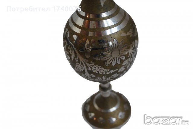 Индийска ваза месинг ръчна изработка, снимка 3 - Антикварни и старинни предмети - 19200670